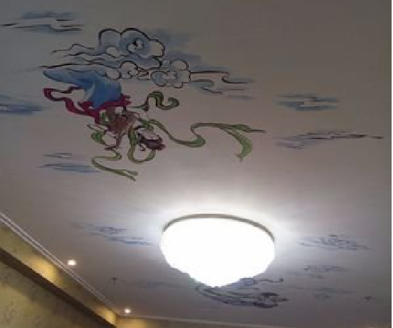 弥渡如何快速绘制天花板上的手绘墙？